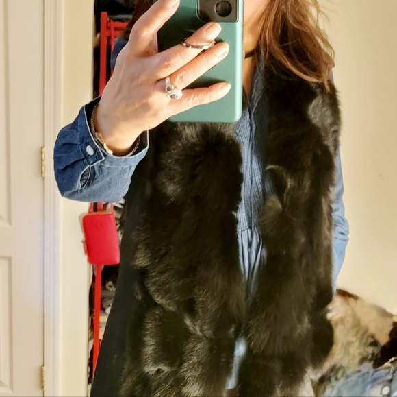 Wool/fur long vest NWT